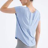 Yoga T-shirt, Yoga wear, Tops, Outerwear, Short sleeves, Covers upper arms, Cool, Curved hem, Stylish, Quick-drying, Loose fit, Thin, Slimming, Cool, See-through, 3 colors, Sports, Fitness, Running, Pilates, S-XL