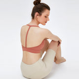 Yoga bra top, halter neck, open back, with cups, Y-back, stays in place, stretchy, comfortable, cute, sweat-wicking, quick-drying, 3 colors available, sports, gym, fitness, Pilates, hot yoga, padded bra, innerwear, S-XL 