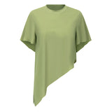 Yoga top, short sleeves, round neck, 3 colors to choose from, breathable, quick drying, sweat absorbent, belly cover, sports, asymmetrical, retro, simple, elegant, loose, roomy, cheap, S~XL 