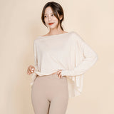 トップス ヨガウェア バックスリット ホットヨガ フィットネス おしゃれ ロング 体型カバー  吸汗速乾 薄手 ピラティス ボートネック 長袖 無地 3色選択可 F