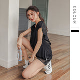 Ｔシャツ ヨガトップス メッシュ 羽織り 長め お腹が出ない 太もも隠れる 速乾 快適 薄手 シースルー ゆったり ひんやり 骨格ストレートラウンドネック 全2色 通気性 スポーツ フィットネス ランニング S-XL