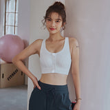 Yoga bra, front opening, front zipper, round neck, built-in molded cup, sports bra, no movement, non-wired, plain, 4 colors to choose from, innerwear, quick drying, sweat absorbing, 20s, 30s, 40s, s-3xl
