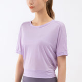 Tシャツ 半袖 ヨガトップス  ラウンドネック 無地 背中開き  今季トレンド  かわいい おしゃれ S~XL