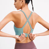 Yoga tops, bra tops, U-neck, 6 colors, breathable, with cups, buckle, no wires, back cross, open back, sweat absorbent, quick drying, super flattering, open back, slimming, beautiful, simple, sexy, very popular, Pilates, fitness, sports, running, S~XXL 