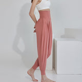 Aladdin Pants, Yoga Pants, Pockets, Slimming Legs, Stretch, High Waist, Sweat Absorbent, Quick Drying, Loose Fit, Soft, Slimming, Breathable, Ankle Length, 6 Colors, Sports, Fitness, Running, Jogger Pants, SL