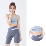 Bra top, shorts, yoga set, U-neck, 6 colors to choose from, high waist, switching, color scheme, sports, breathable, quick-drying, sweat-absorbing, hip lift, belly cover, open back, pretty, elegant, easy to match, sexy, daily, feminine, S~XXL
