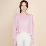 トップス ヨガウェア バックスリット ホットヨガ フィットネス おしゃれ ロング 体型カバー  吸汗速乾 薄手 ピラティス ボートネック 長袖 無地 3色選択可 F