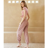 ヨガトップス 半袖 綺麗め ナイロン Vネック 半袖 無地 速乾 スポーツ お腹カバー フィットネス 軽さ 吸汗 リボン付け 引き紐 ランニング 胸元ギャザー 3色選択可 S-L