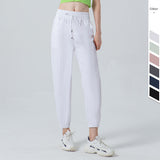 Yoga bottoms, 6 colors to choose from, high waist, drawstring, side pockets, breathable, quick drying, sweat wicking, hip lift, sports, simple, loose, feminine, stylish, roomy, S~XXL 