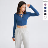 Yoga top, long sleeves, turn-down collar, 4 colors to choose from, high waist, stylish, fashionable, cute for adults, very popular, luxurious, slimming, breathable, zipper, S~L 