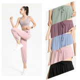 Yoga bottoms, 5 colors to choose from, high waist, drawstring, sports, quick drying, sweat wicking, breathable, side pockets, casual, stylish, unique design, daily, retro, loose fit, S~XL 