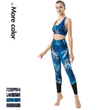 Yoga Set Slim Korean Style♥ U-neck Print 4 Colors to Choose From High Waist Breathable Quick Drying Sports Fitness Sweat Absorbing Hip Lift Pad Open Back Non-Wired Ankle Length S-XL