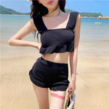 Two-piece swimsuit, bikini swimsuit, pure and sweet, feminine, padded, high waist, frills, cute, flattering, M~XL
