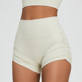 Shorts, Half Pants, Beautiful Butt, Hip-Lifting, Compression, Ribbed, Seamless, Ribbed, Slimming, Peachy Butt, Shorts, Stretch, Comfortable, High Waist, Soft, Neat, Gathered, Shirring, 4 Colors, Sports, Fitness, Gym, Pilates, Running, Hot Yoga, S-XL 